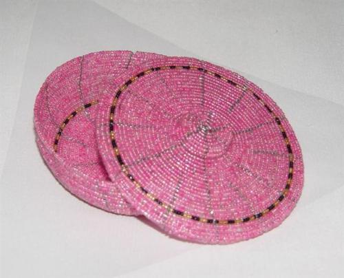 Beaded bowl with cover:  $25