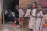 Serving porridge at the school Serving porridge at the school