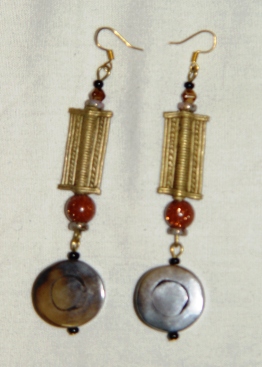 Earrings, brass & amber.  $22 postpaid
