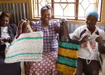 Tote bags crocheted from plastic grocery bags--the ultimate in recycling!